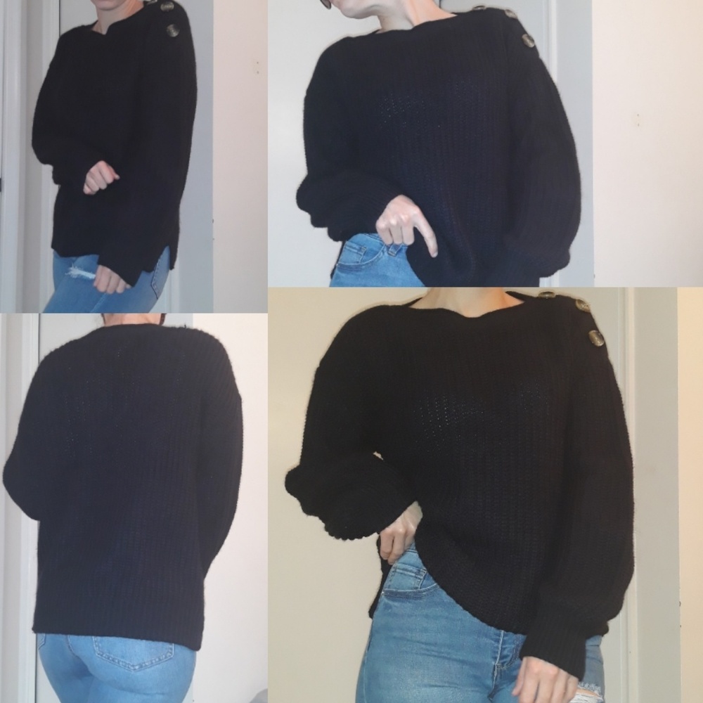 TIME AND TRU black cable sweater with buttons